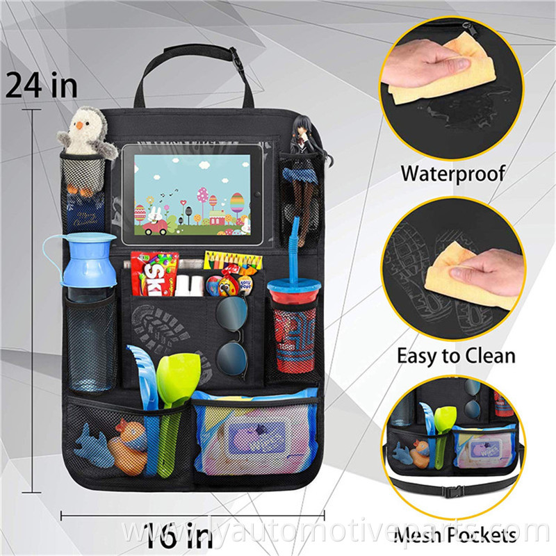 Oxford Fabric Material OEM Touch Screen Tablet Holder Kids Backseat Car Pocket Organizer